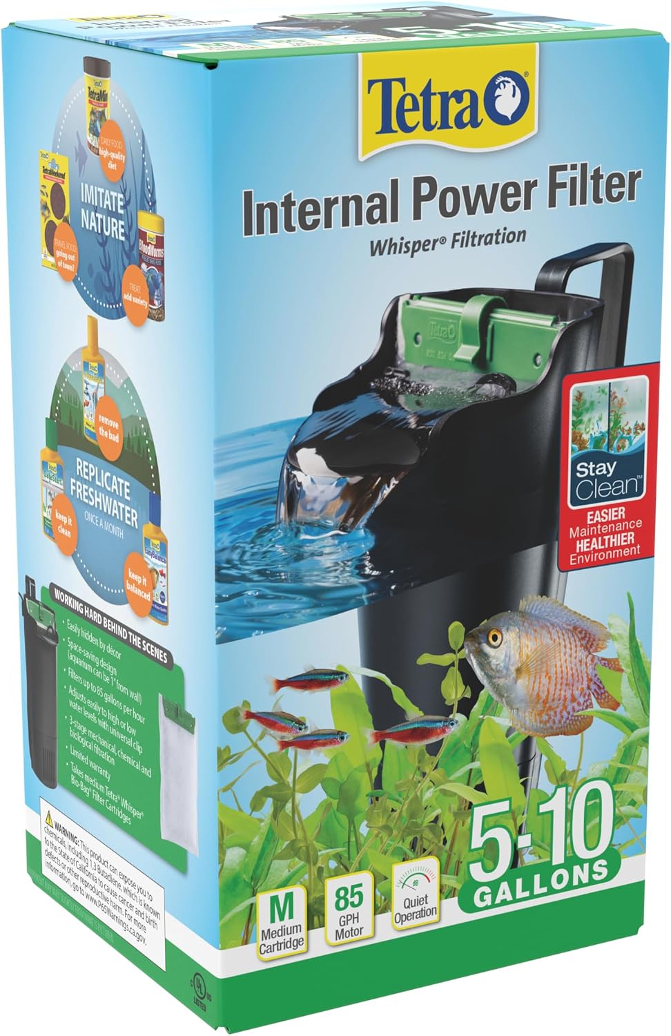 Whisper 85 GPH Internal Power Filter For Aquariums