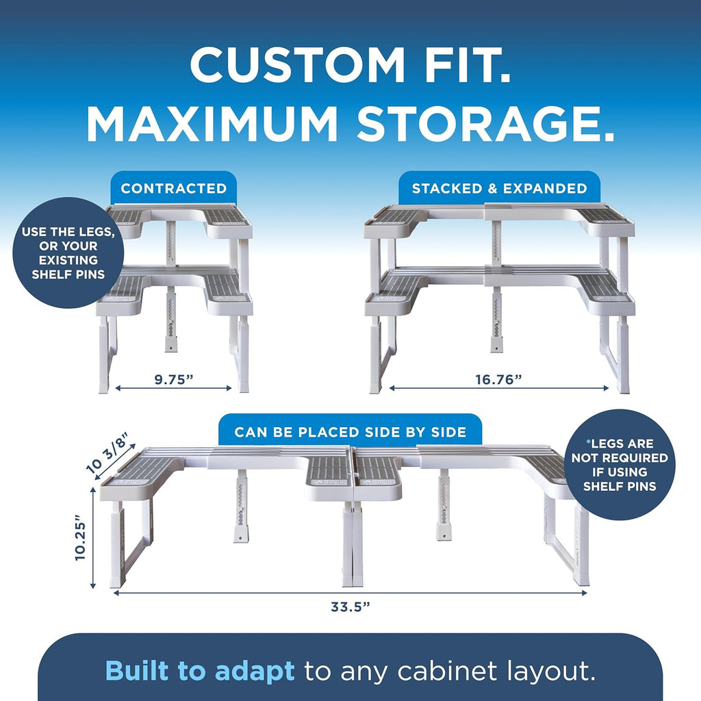 3.0 - Expandable 2 Tiered Spice Rack Organizer for Cabinet & Pantry - Kitchen Seasoning Organizer - Cabinet Spice