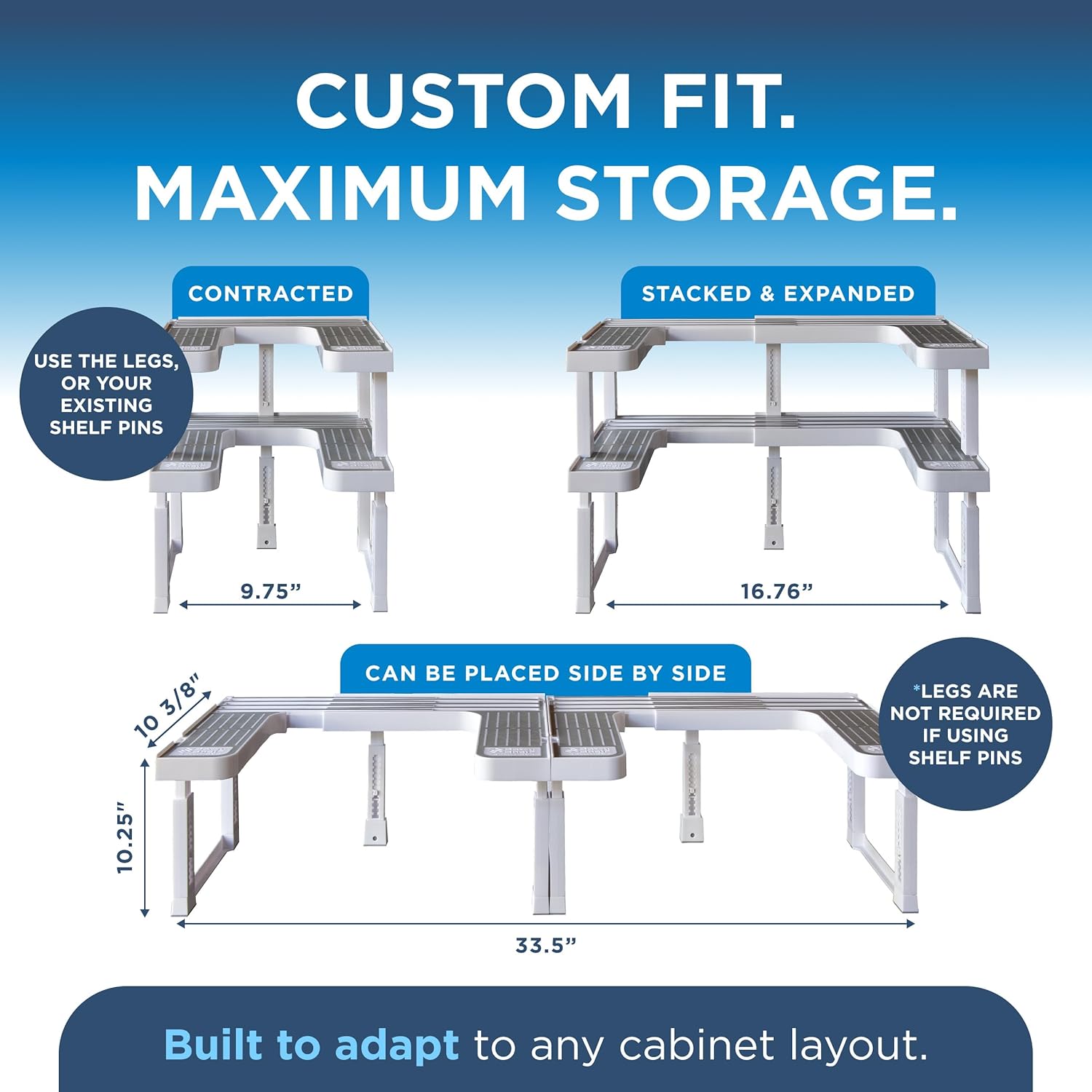 3.0 - Expandable 2 Tiered Spice Rack Organizer for Cabinet & Pantry - Kitchen Seasoning Organizer - Cabinet Spice