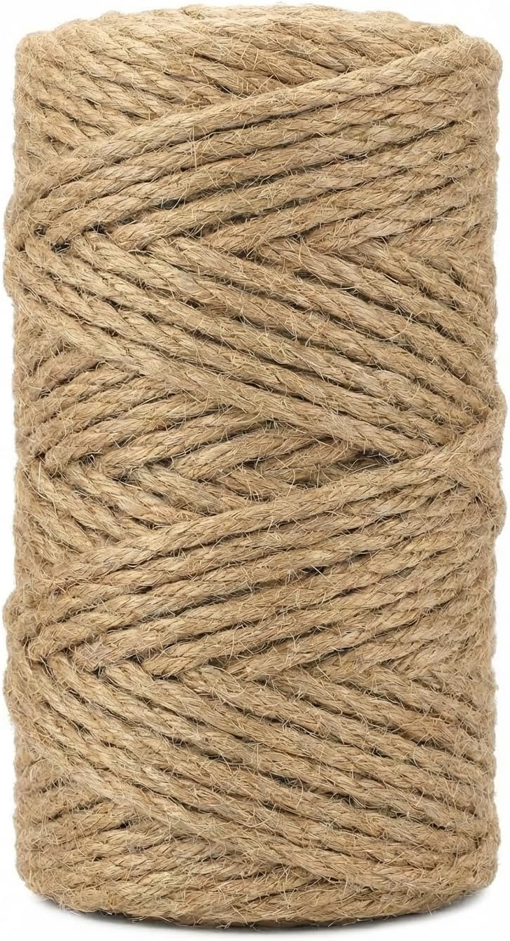 Jute Twine, 100% Natural, 4mm-328FT for Gardening, Crafts, Packing & DIY Projects, High Strength, All-Purpose Hemp