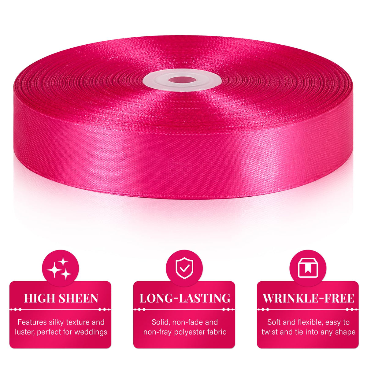 Hot Pink Satin Ribbon 1 Inch x 100 Yards