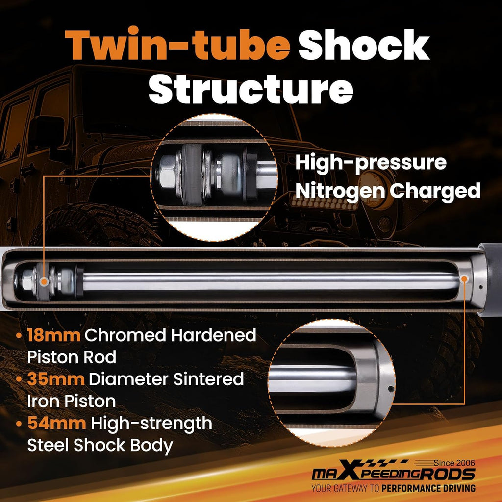 maXpeedingrods 0.5-2.5" Front Shocks for Jeep Wrangler JK JKU 2007-2018