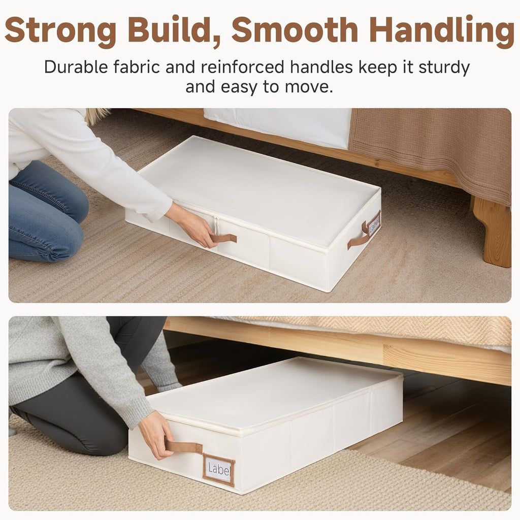 Underbed Storage Containers with Lids, 2-Pack 6" Low Profile Under Bed Organizers for Clothes, Bedding and Sweaters