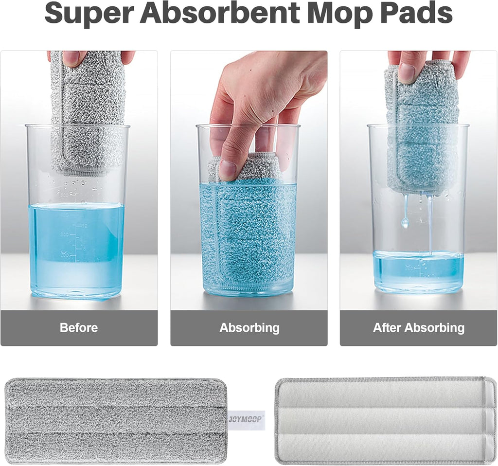 Mop and Bucket Set, Hands-Free Flat Floor Mop with 3 Washable Microfiber Pads, Wet and Dry Use, Ideal for Home and