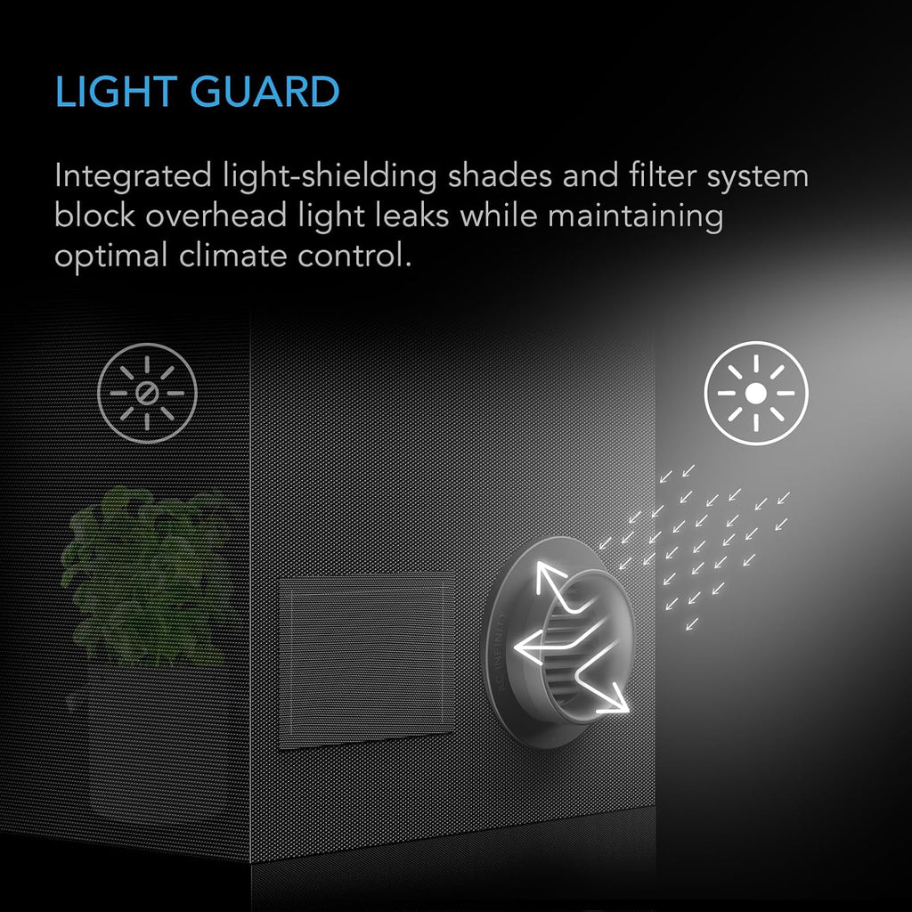 Grow Tent Duct Vent 6", with Light-Blocking Air Vents, 2-Pack | Built-in Adapter, Insect & Dust Filter, High Airflow
