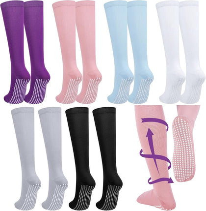 6 Pairs Compression Socks for Women Men 20-30 Mmhg Non Slip Grips Hospital Compression Sock for Nurses Pregnancy