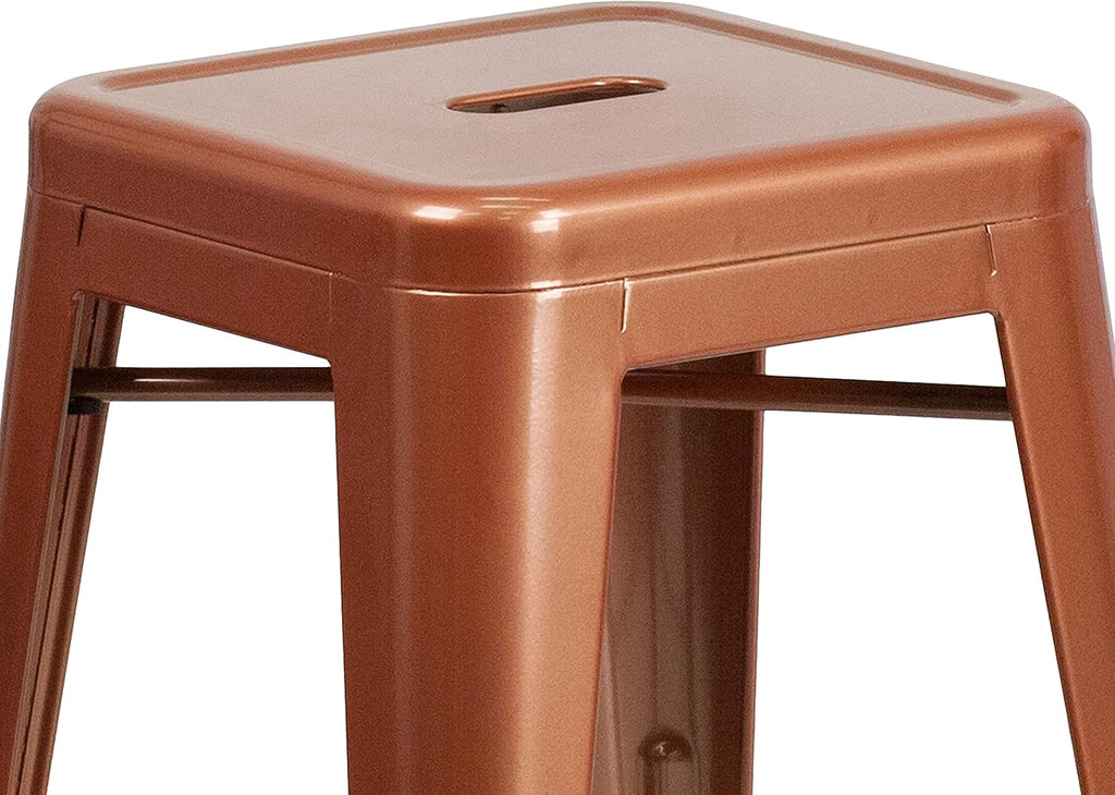 Kai Commercial Grade 24" High Backless Copper Indoor-Outdoor Counter Height Stool