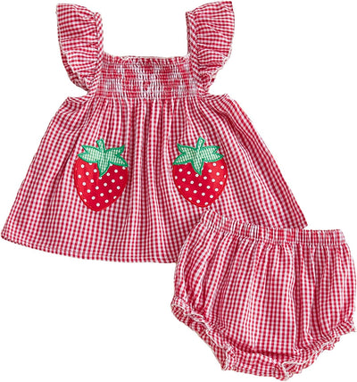 Baby Girl Summer Clothes Cute Ruffle Tops Dress Shorts Outfits Set Infant Toddler Shirt Bloomers Princess Outfit