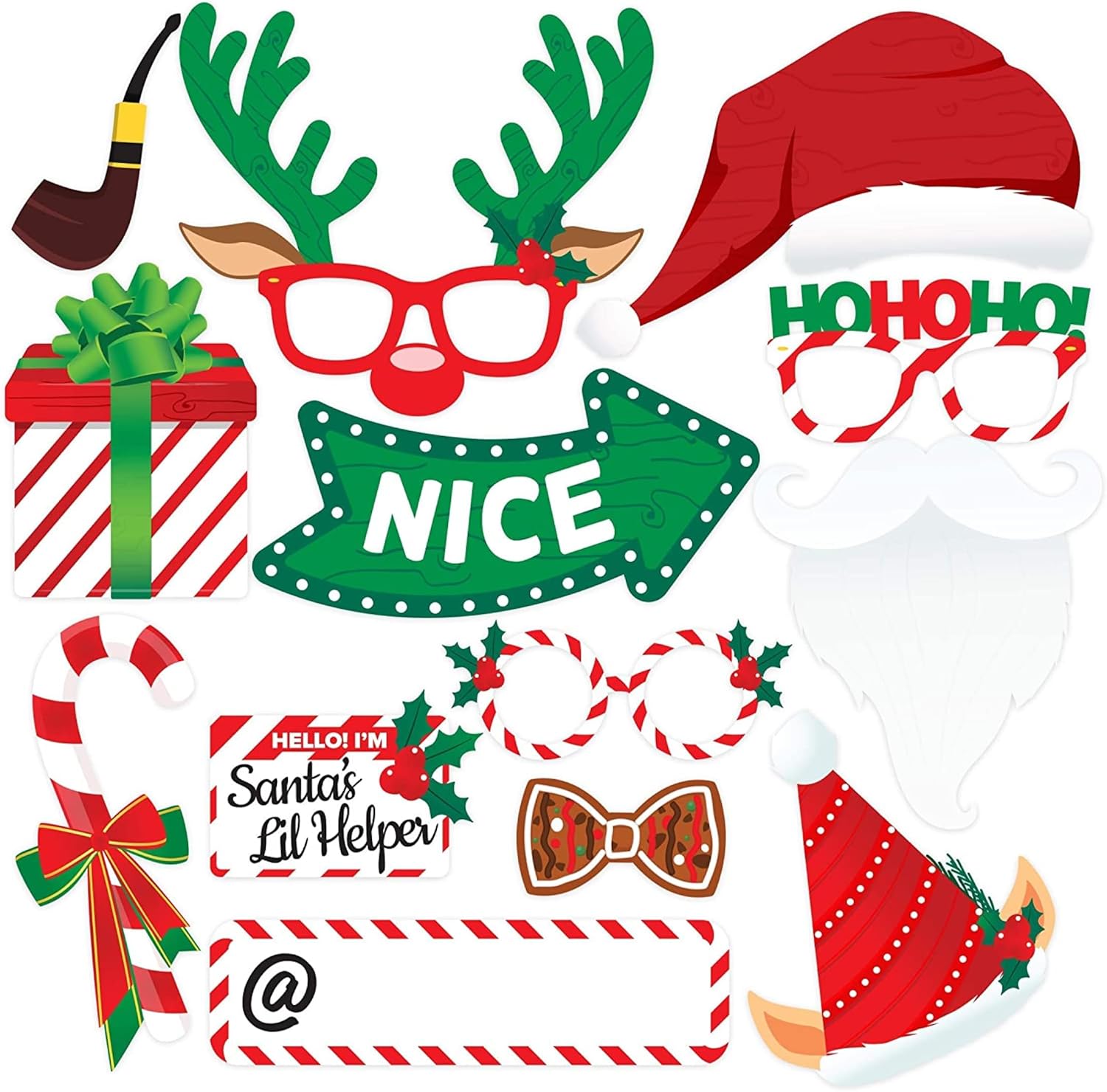 Christmas Photo Booth Props 38pc Set - Christmas Party Decorations, Party Favors, Games & Supplies for Kids Adults