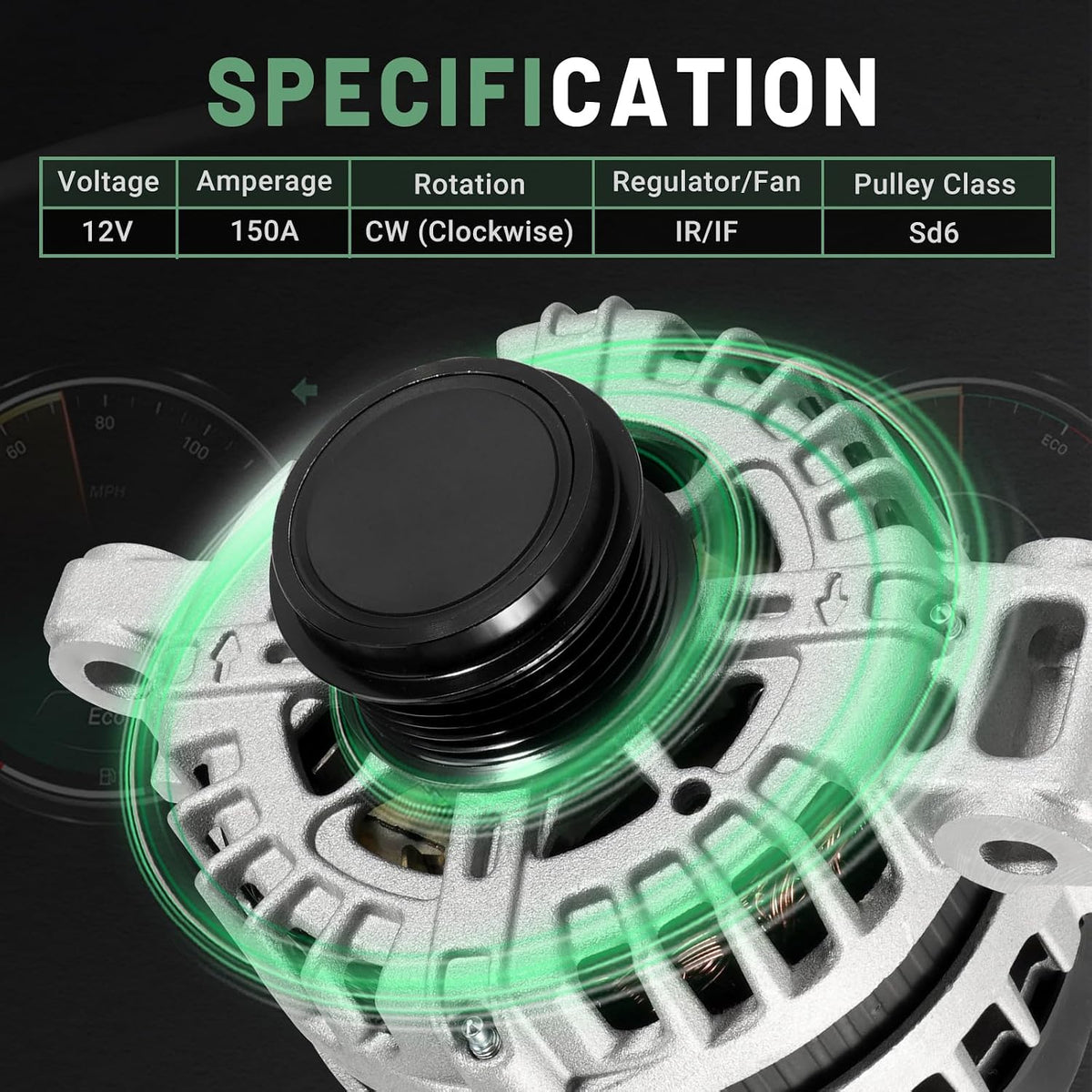 13502988 Alternator 150A, Fit for Chevrolet Camaro 2010-2012, Colorado 2015-2016, GMC Canyon 2015-2016 | 3.6L V6 GAS - Replace 11485, 11485N, 849127, FG15S026, AL8876X Generator 12V CW