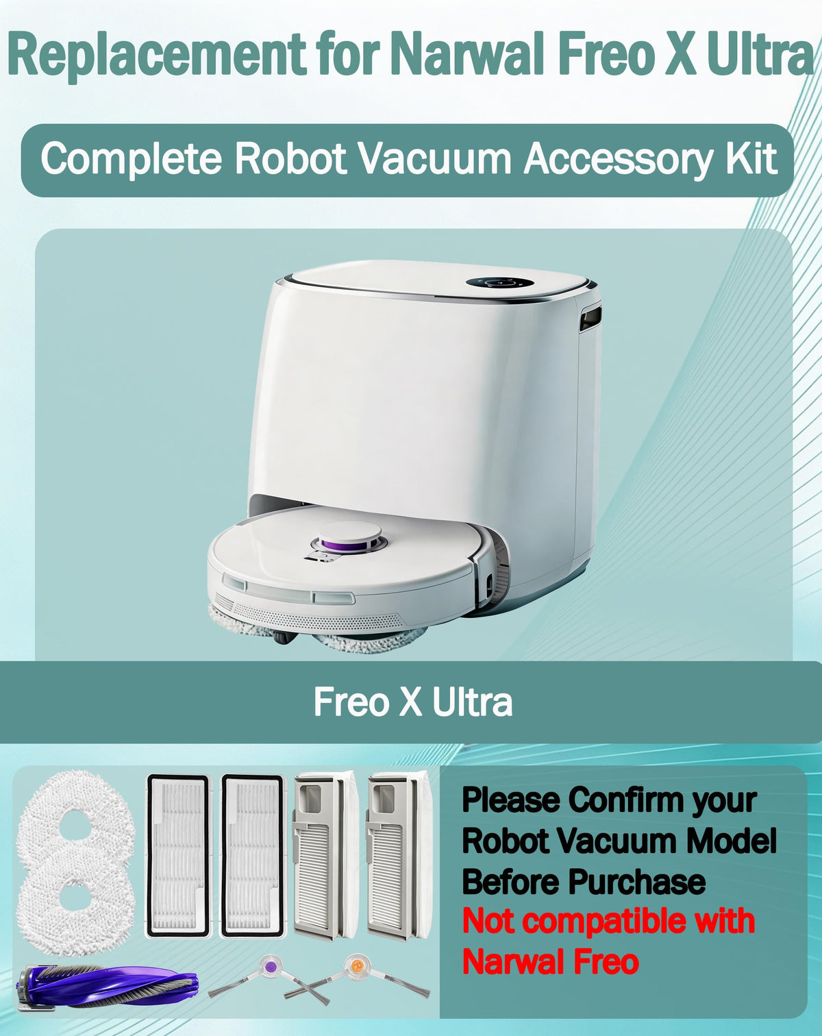 29 Pcs Accessories Replacement for Narwal Freo X Ultra Robot Vacuum Cleaner