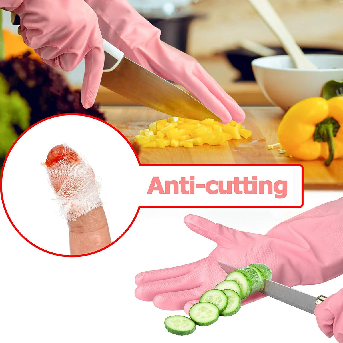 Gloves Cut Resistant long-lasting Latex Cleaning Gloves Reusable Kitchen Gloves durable Dishwash