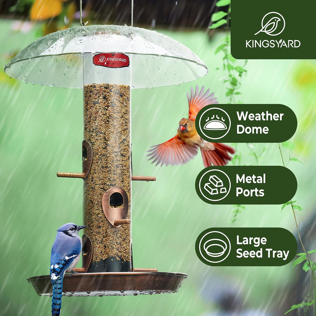 6-Port Tube Bird Feeder for Outdoors Hanging