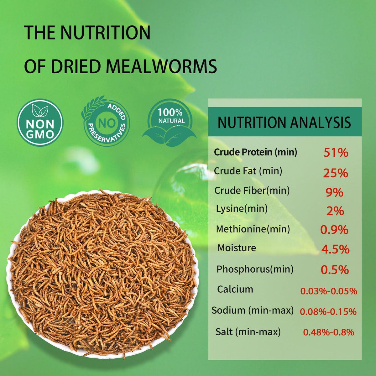 Dried Mealworms 10LB Pure Natural Chicken Treat for Laying Hens Wild Bird
