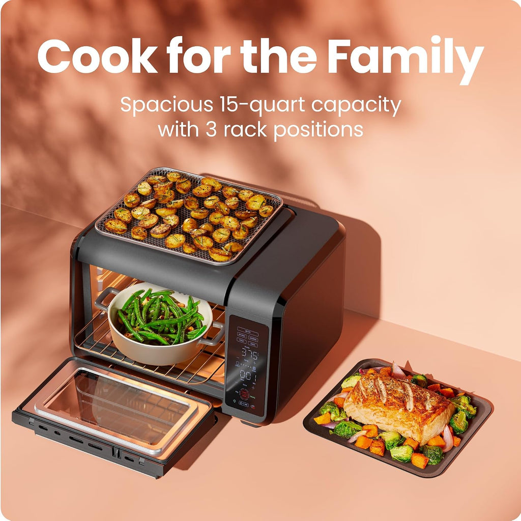 Air Fryer Toaster Oven Combo, Countertop Oven for Quick & Healthy Meals, Bake, Broil, Air Fry, Toast, and Bagel