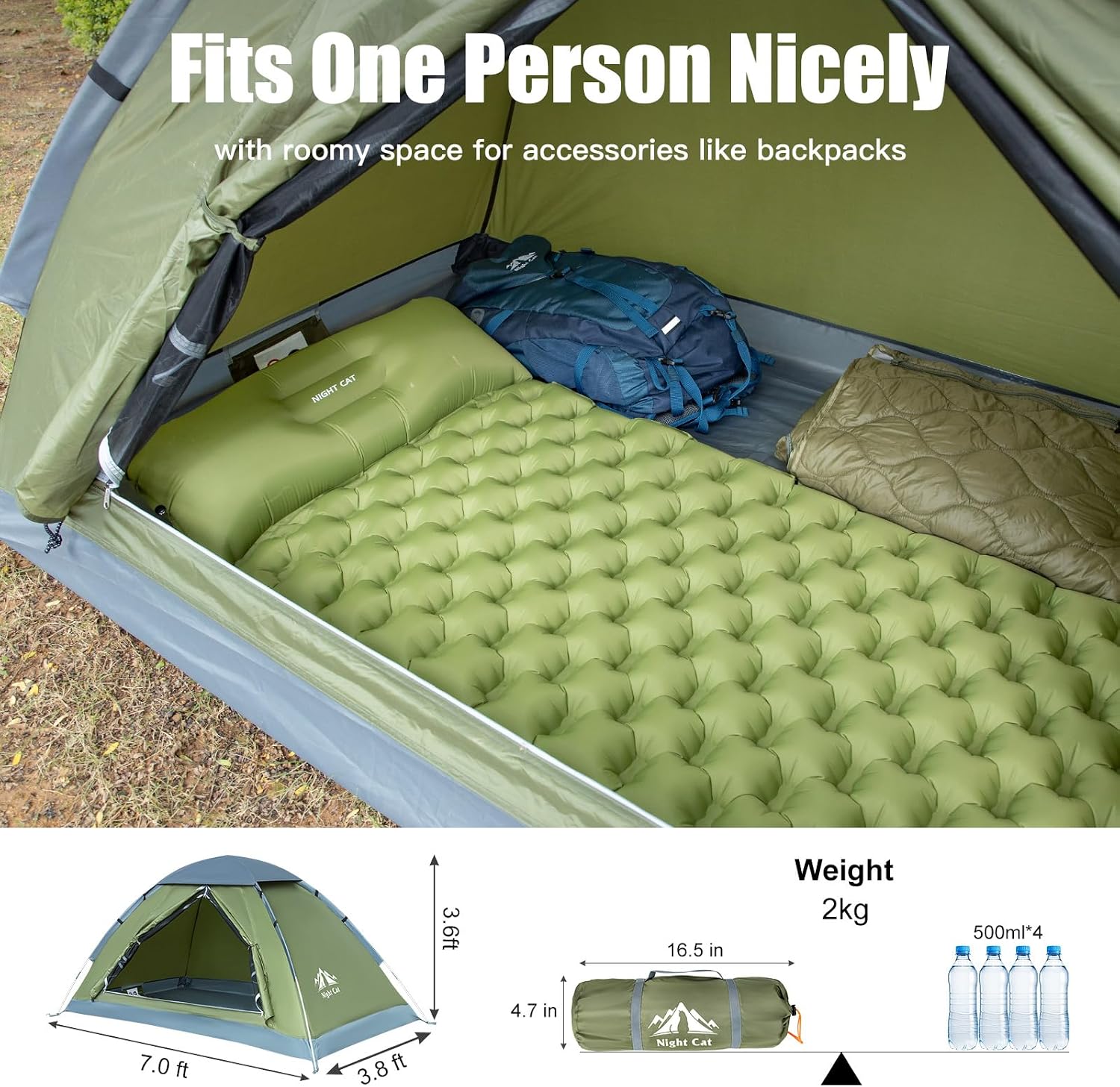 Backpacking Tent for One 1 to 2 Persons Lightweight Waterproof Camping Hiking Tent for Adults Kids Scouts Easy Setup