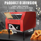 Commercial Conveyor Toaster 300 Slices/Hour Red Conveyor Toaster 3 Modes/7 Speeds Stainless Steel Tabletop Toaster
