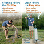 Cyclone Pool Filter Cleaner PRO | Spinning Stand, XL Wand + Pro Bag