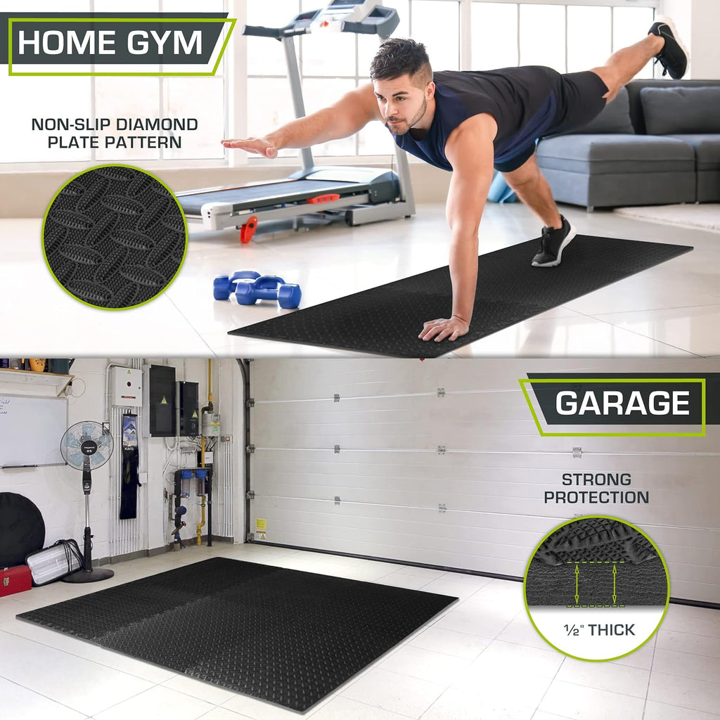Exercise Puzzle Mat ½-inch, EVA Interlocking Foam Floor Tiles for Home Gym, Workout Equipment, Kids Play Areas