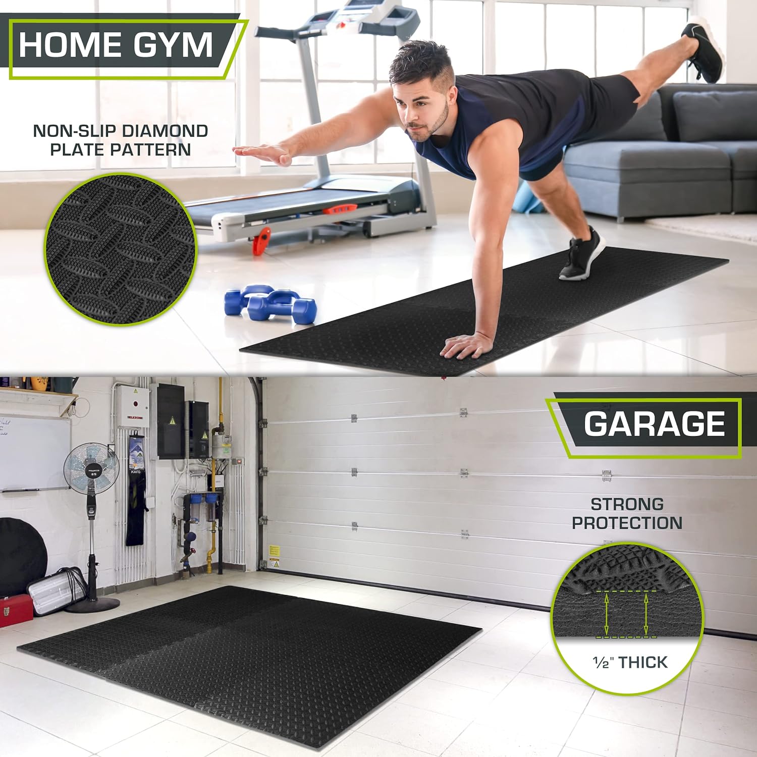 Exercise Puzzle Mat ½-inch, EVA Interlocking Foam Floor Tiles for Home Gym, Workout Equipment, Kids Play Areas