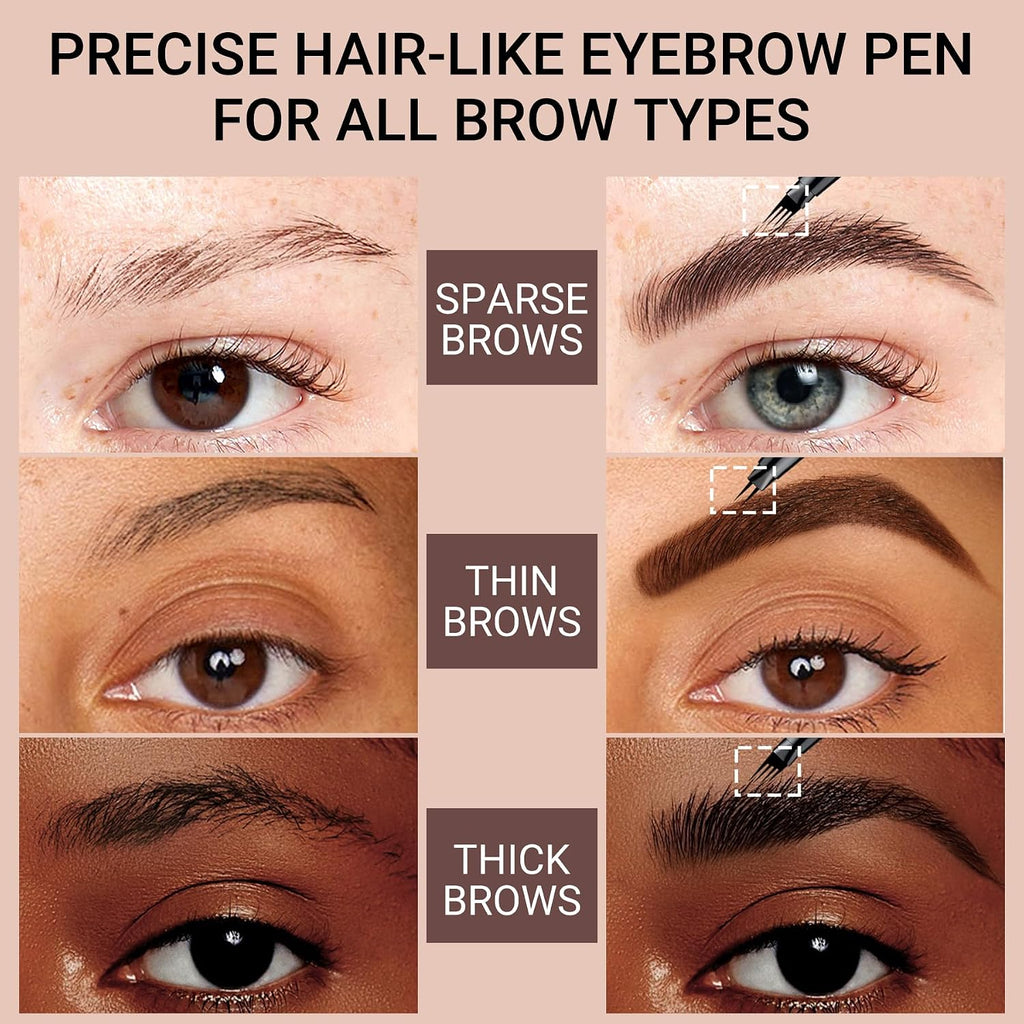 Vevivia 2 Pack Eyebrow Pen for Natural Eyebrows, Dark Brown
