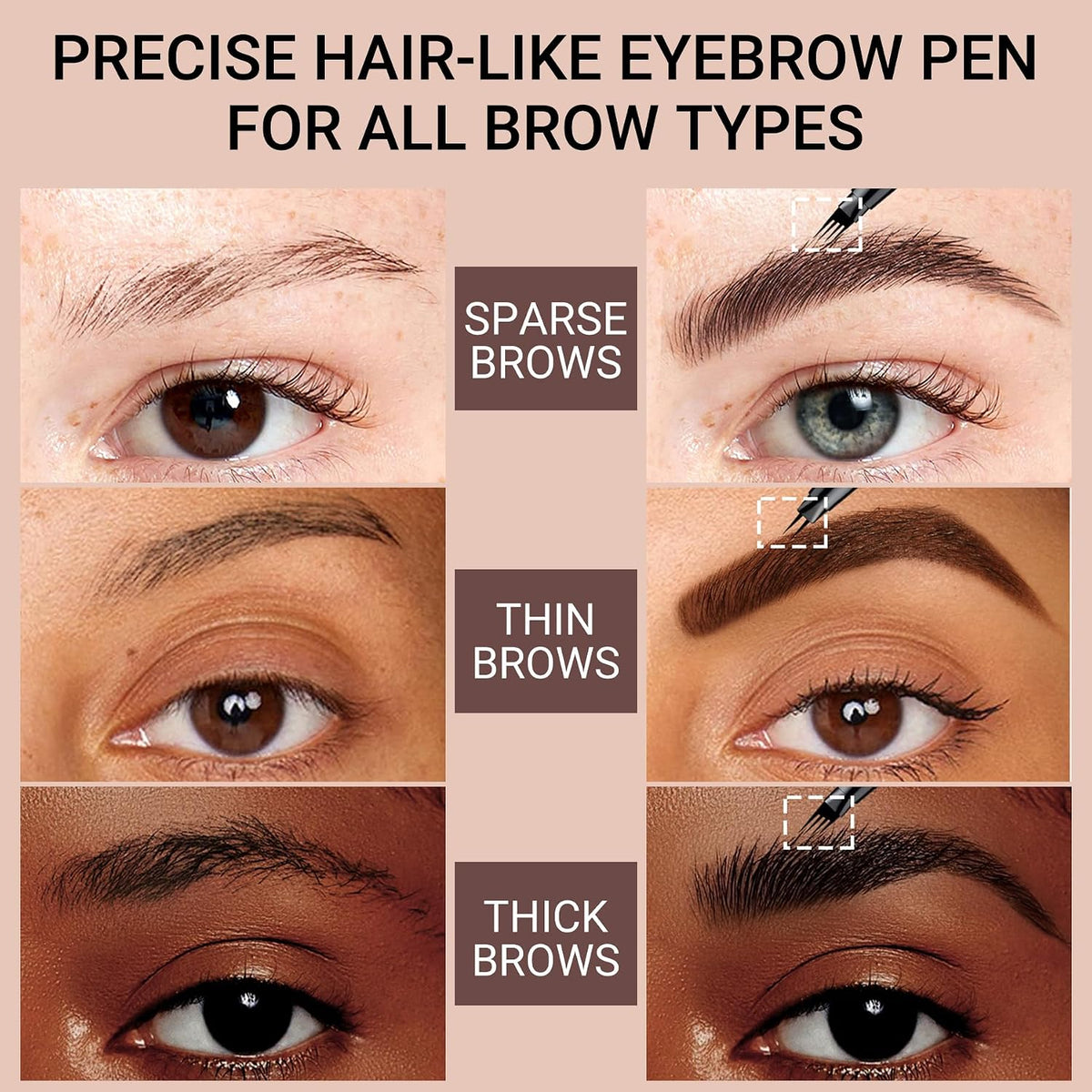Vevivia 2 Pack Eyebrow Pen for Natural Eyebrows, Dark Brown