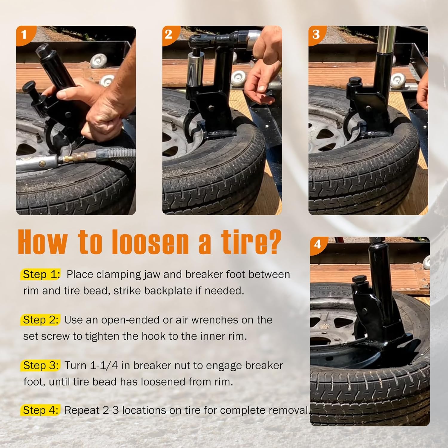Manual Tire Bead Breaker, 38"-42" Tires Changer Tool with Rubber Pad