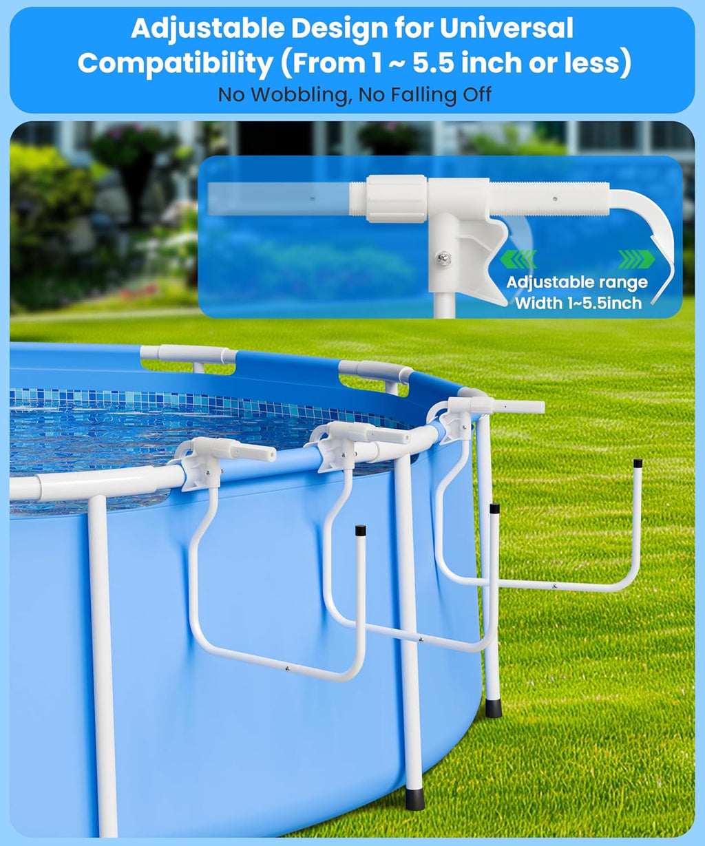 Upgraded 5-Pack Solar Cover Holder for Above Ground Pool, Adjustable Solar Pool Cover Holder, Suitable for Steel Wall