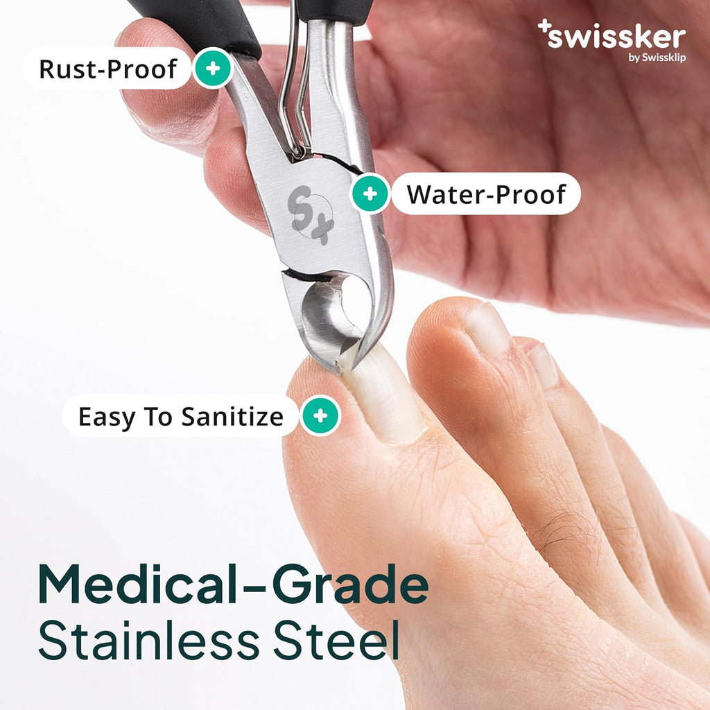 Swissker by Swissklip Heavy Duty Toenail Clippers for Men and Women – Professional Ergonomic Large Toe Nail Cutter &