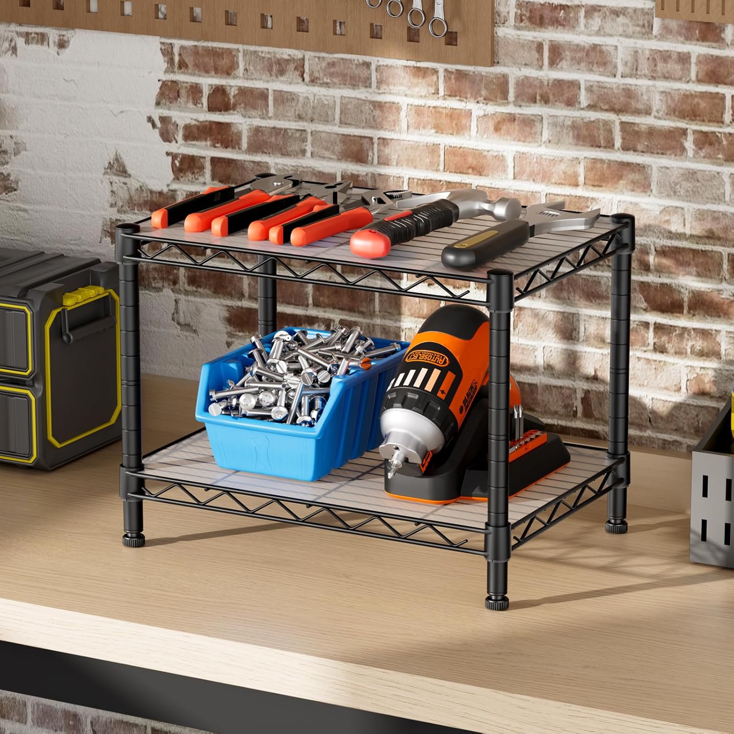 2 Small Wire Shelves Kitchen Pantry Close Home Organizers and Storage Bathroom Shelf Laundry Room Organization