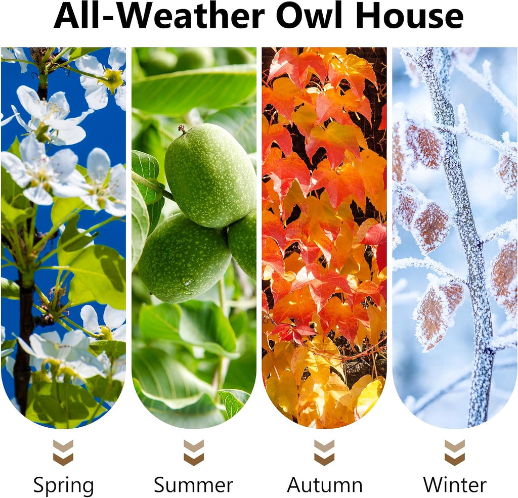 Screech Owl House for Outdoors, Weatherproof Large 14.5"x9.4"x7.8"