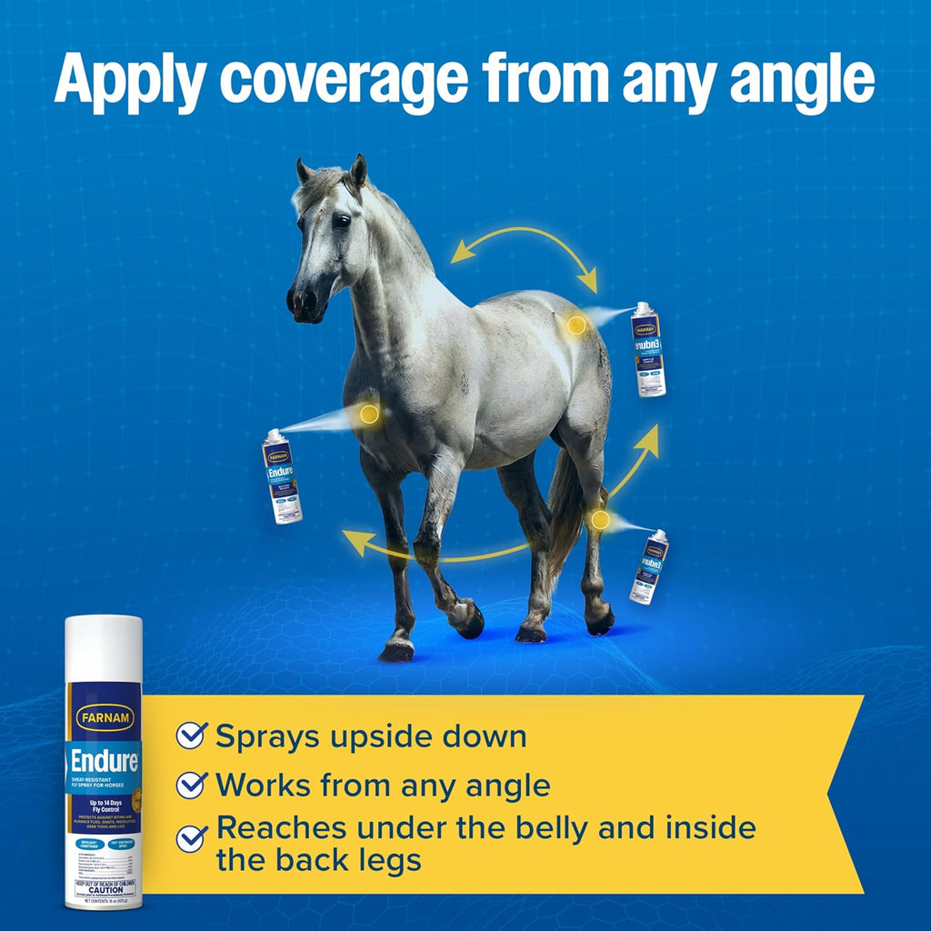 Endure Fly Spray for Horses, Long-Lasting Fly Repellent, 15 oz Spray