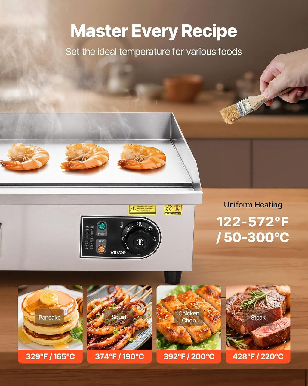 Commercial Electric Griddle, 21", Countertop Flat Top Griddle