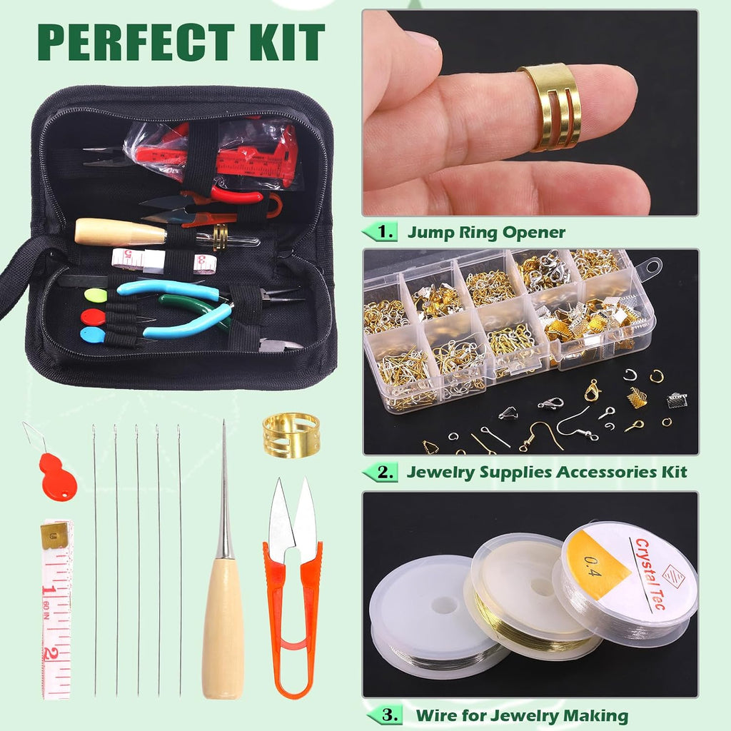 950Pcs Jewelry Making Supplies Kit Includes Jewelry Wires, Eye Screw Pin, Jump Ring, Cord End, Lobster Clasps