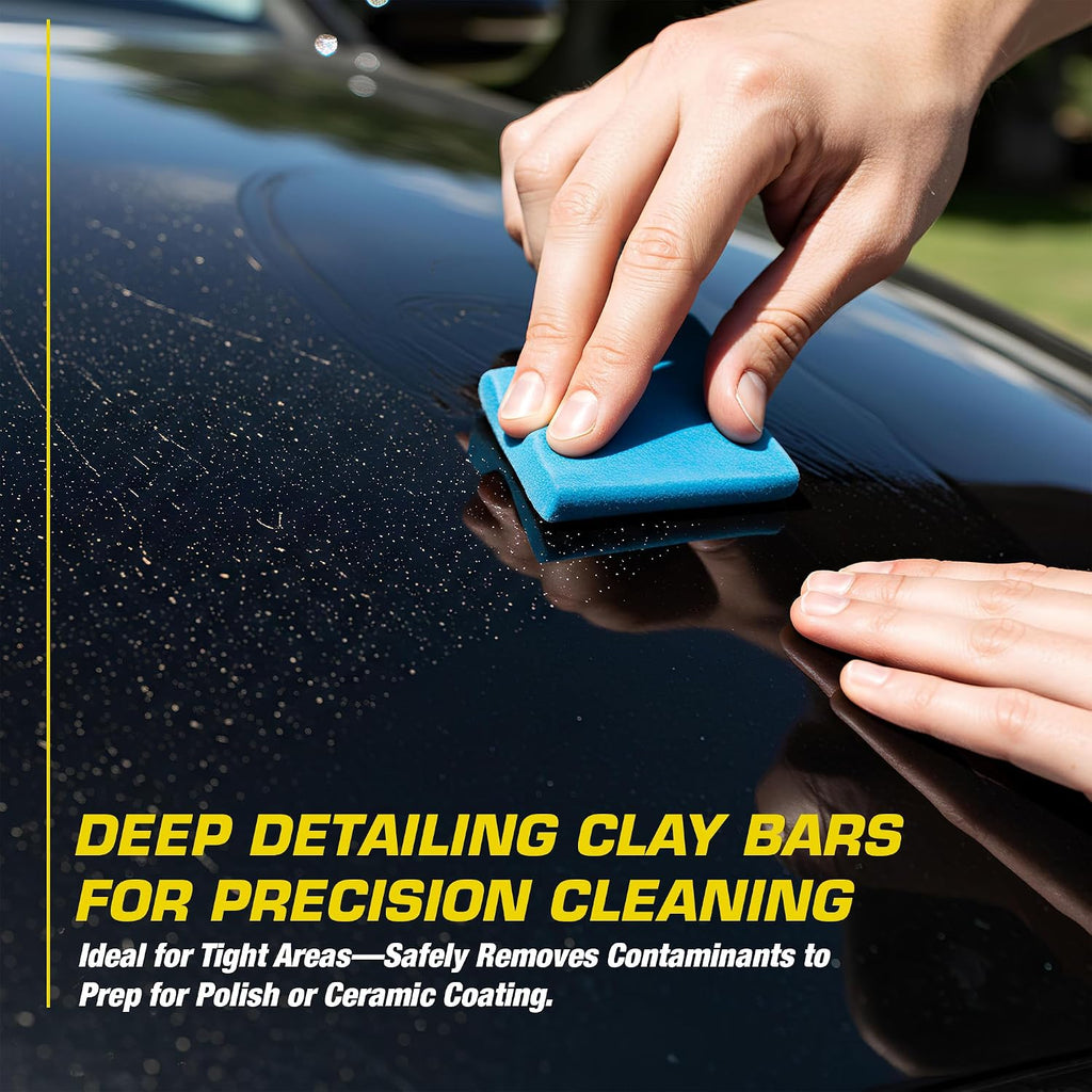 Clay Mitt & Clay Bars Auto Detailing Kit with Waterless Car Wash Ceramic Detail Spray - Car Detail Spray & Lubricant