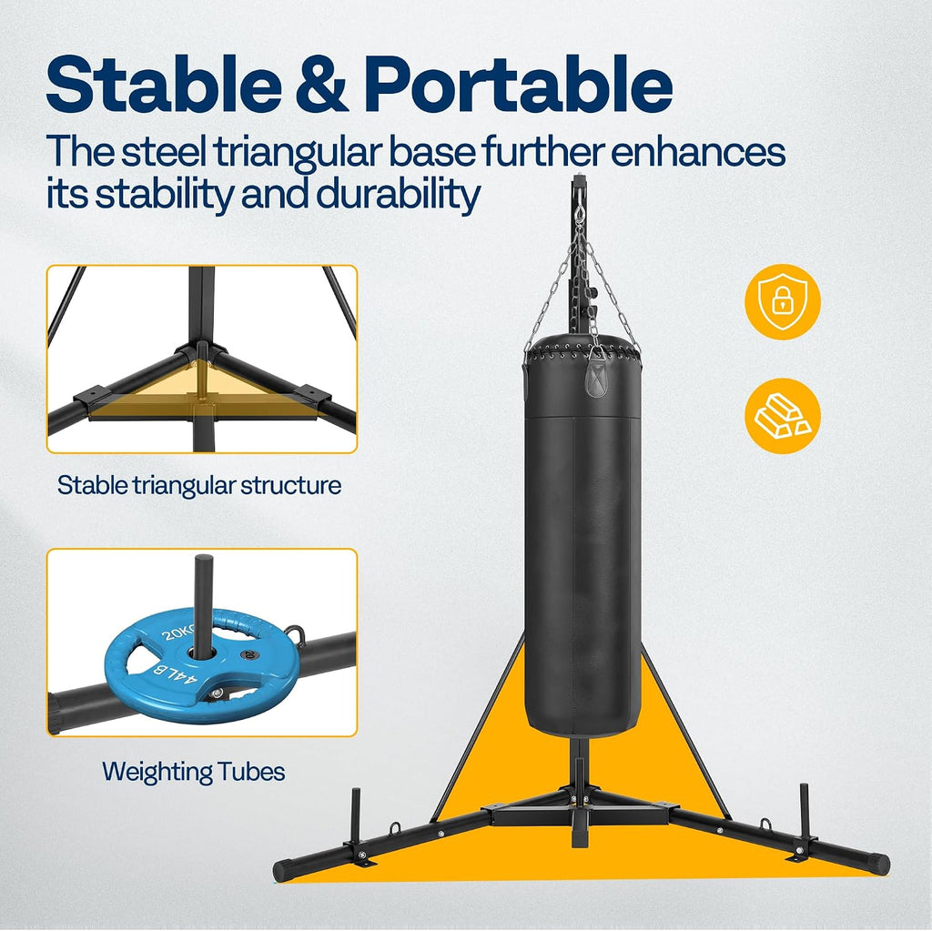 Height Adjustable Foldable Heavy Duty Boxing Punching Bag Stand Steel Sandbag Rack Freestanding Up to 132 lbs for