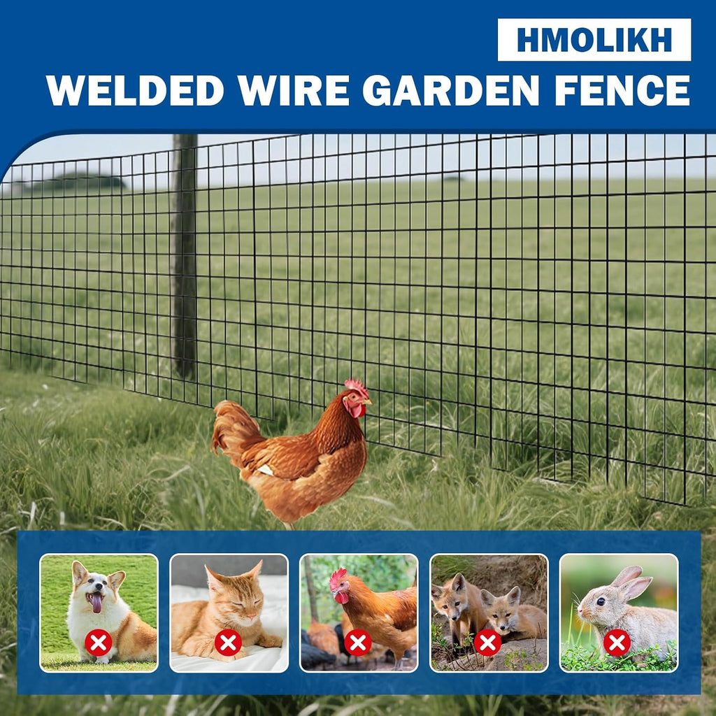 Welded Wire Fence,Black PVC Coated Welded Wire Fence (2×3 Inch Mesh, 36"×50' 16Gauge) Ideal for Garden, Pet Enclosure