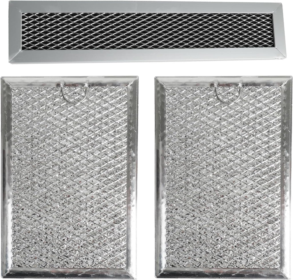 3PCS Charcoal and Grease Filter Set Compatible with GE JVM3160RF6SS JVM3160RF1SS JVM3160RF2SS JVM3160RF3SS JVM3160RF4SS JVM3160RF5SS Microwave