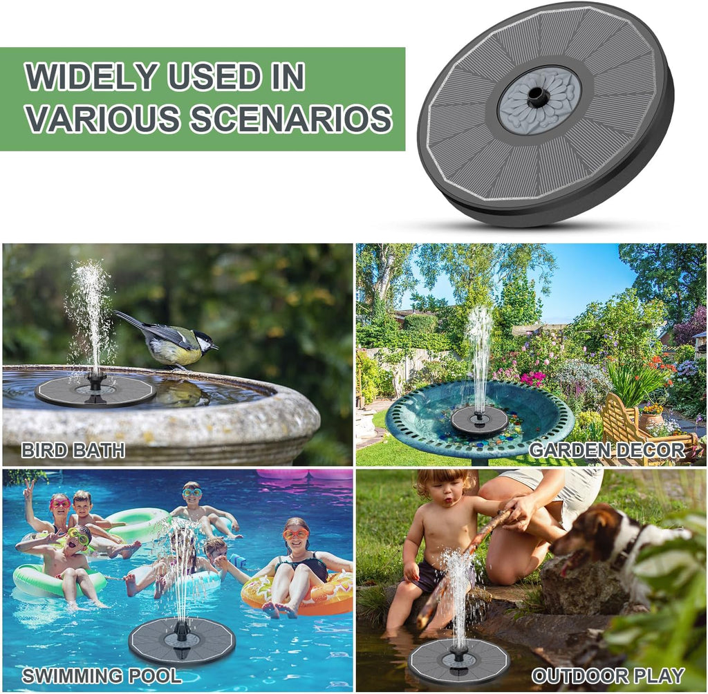Solar Fountain for Bird Bath Direct Sunlight High Efficiency 3.5W Glass Panel Solar Water Fountain Outdoor Garden