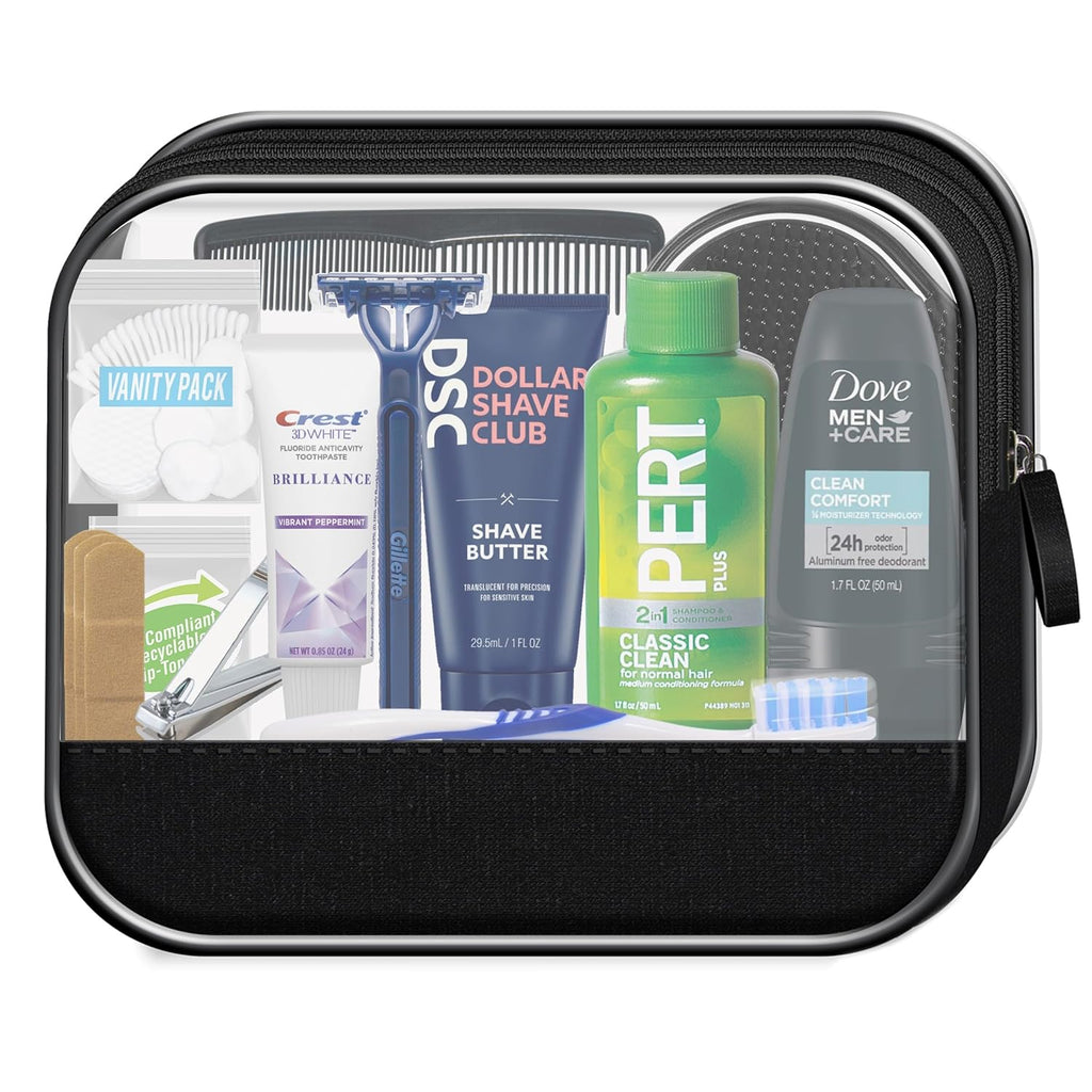 Men’s Super Deluxe, 16-Piece Kit with Travel Size TSA Compliant Essentials in Reusable Zippered Toiletry Bag