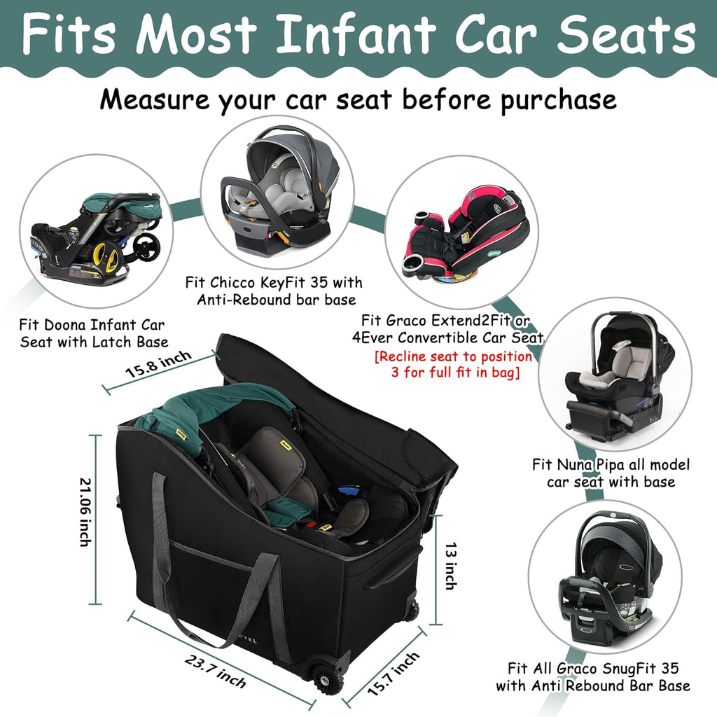 Infant Car Seat Travel Bag Fit Doona Car Seat Stroller and Base, Chicco Keyfit 35 and Base, Doona Travel Bag with
