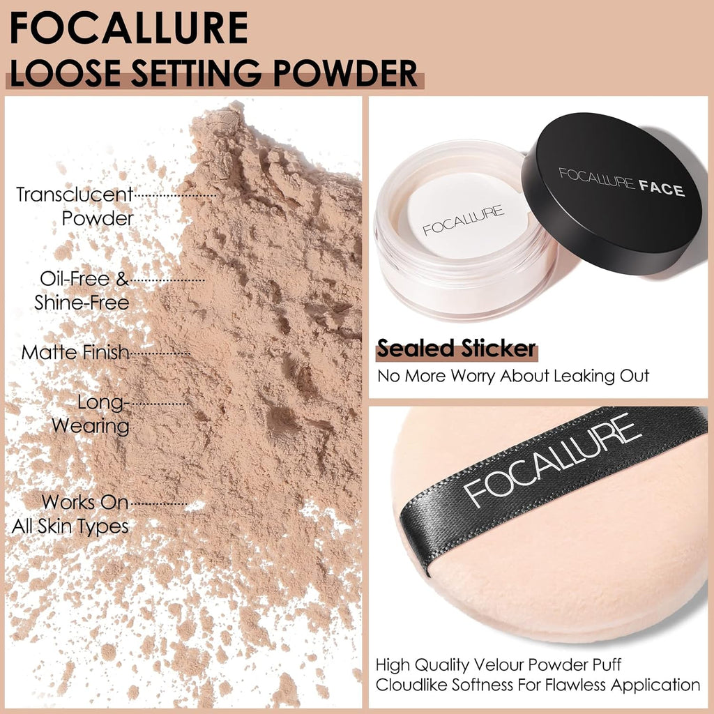 Oil Control Loose Face Powder - Minimizes Pores & Shine, Natural