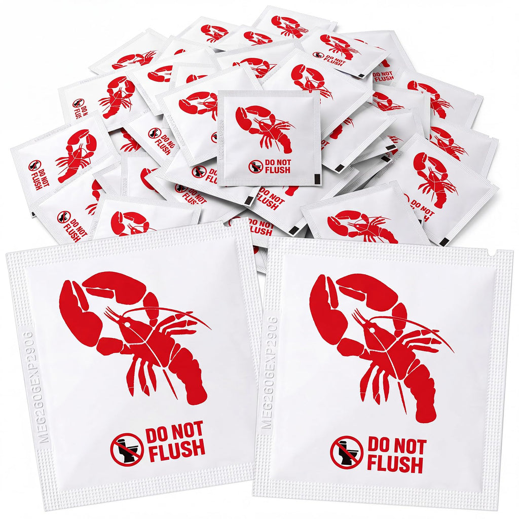 100 Pcs Lobster Wet Wipes Bulk, Individually,Lobster