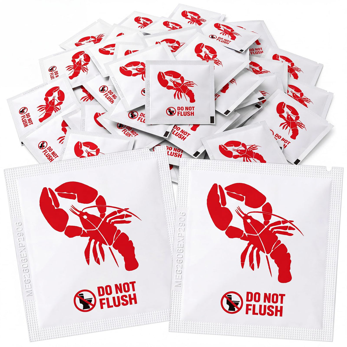 100 Pcs Lobster Wet Wipes Bulk, Individually,Lobster