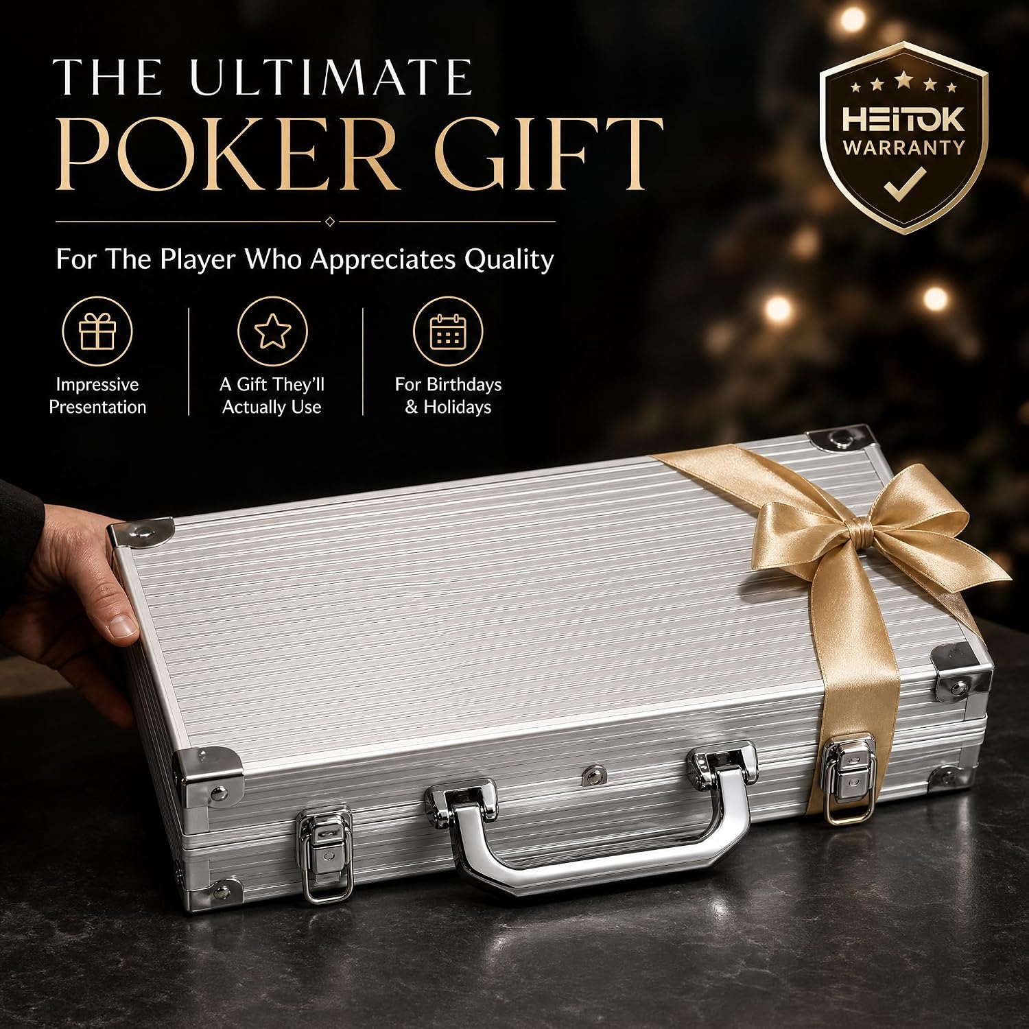 500-Piece Poker Chip Set with Numbered 14g Chips and Aluminum Case | Clay composite build gives 2 to 10 players