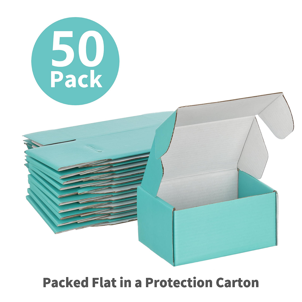 50 Pack 6x4x3 inches Shipping Boxes Teal, Corrugated Small Cardboard Boxes for Mailing Packing