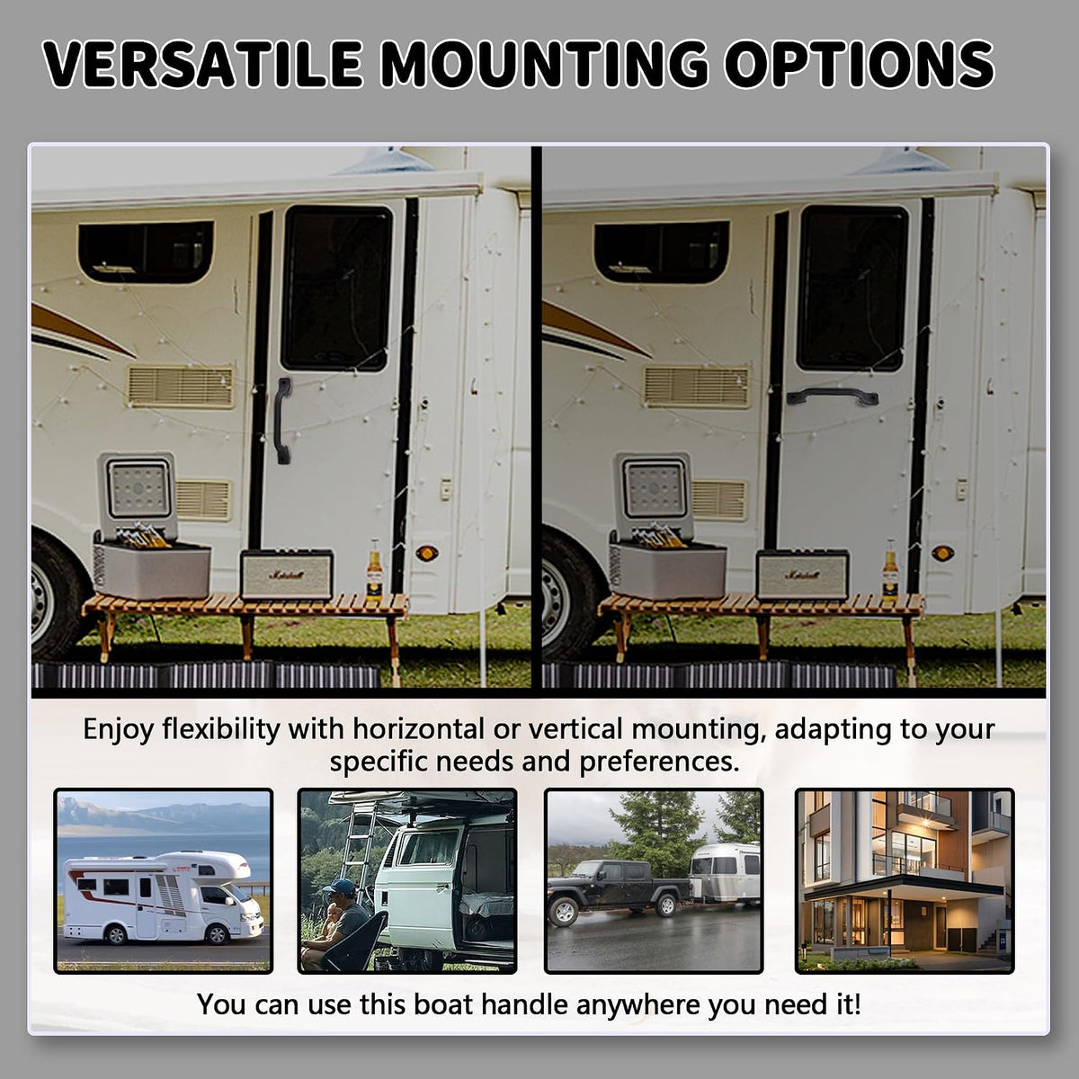 TonGass (3 Pack, Black All Weather Plastic Grab Handle for RV Trailer