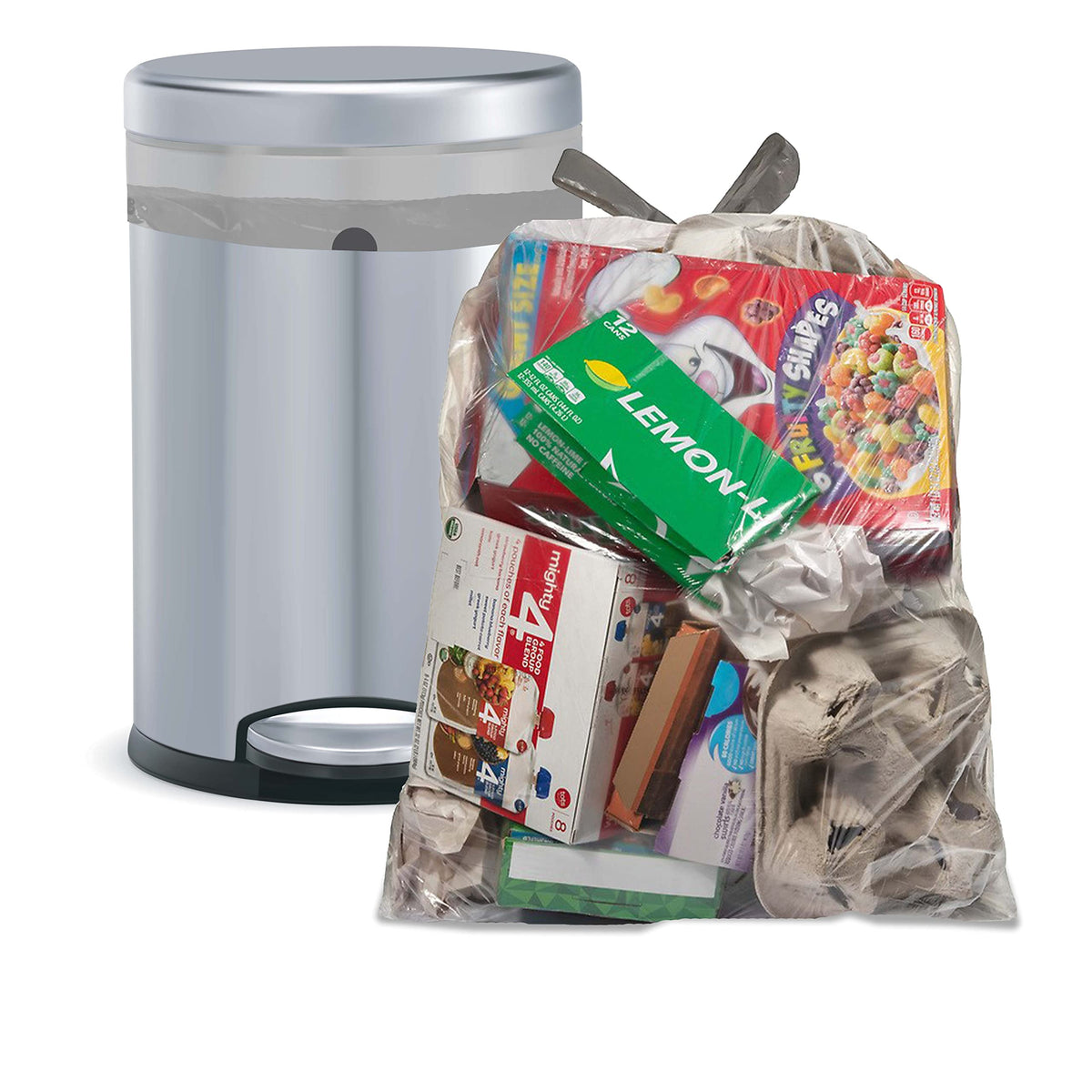 13 Gallon Clear Drawstring Trash Bags - 60 Pack