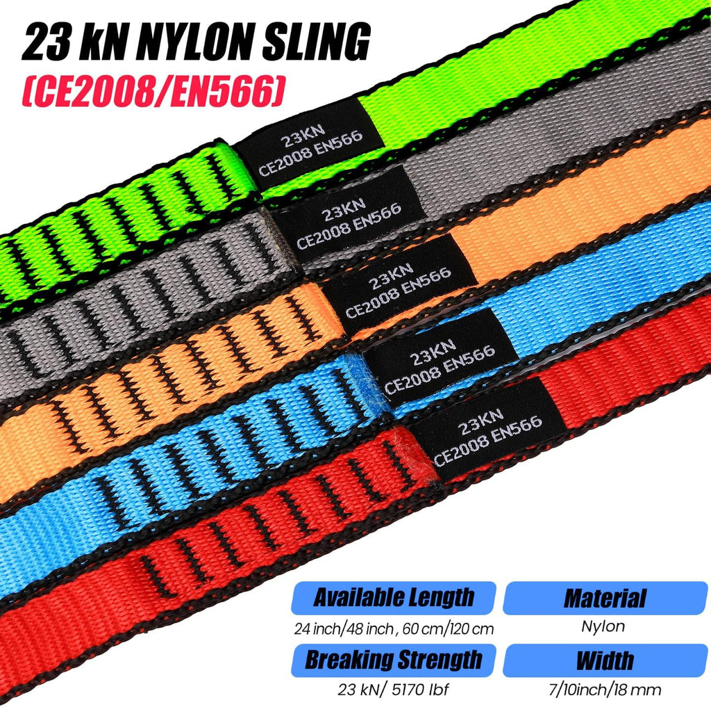 18MM Nylon Climbing Slings Runners 23 kN Strong Webbing Straps for Rock Climbing, Rappelling, Swing, Yoga Hammock etc