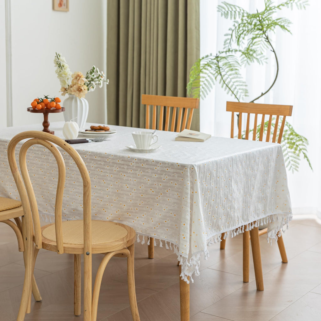 Cute Rectangular Cotton Oil Proof Table Cloth Rectangle Tablecloth Fabric Waterproof for Kitchen Dining Farmhouse
